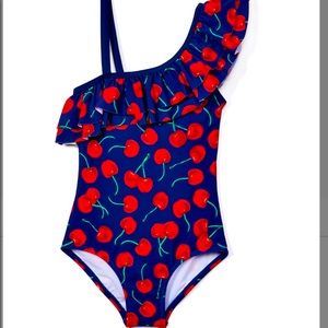 Navy Cherry Addie Asymmetrical One-Piece